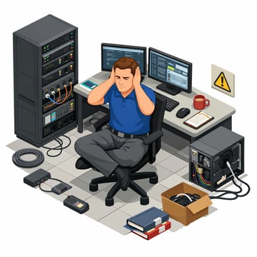 isometric an IT administrator doing nothing closing ears eyes mouth-1