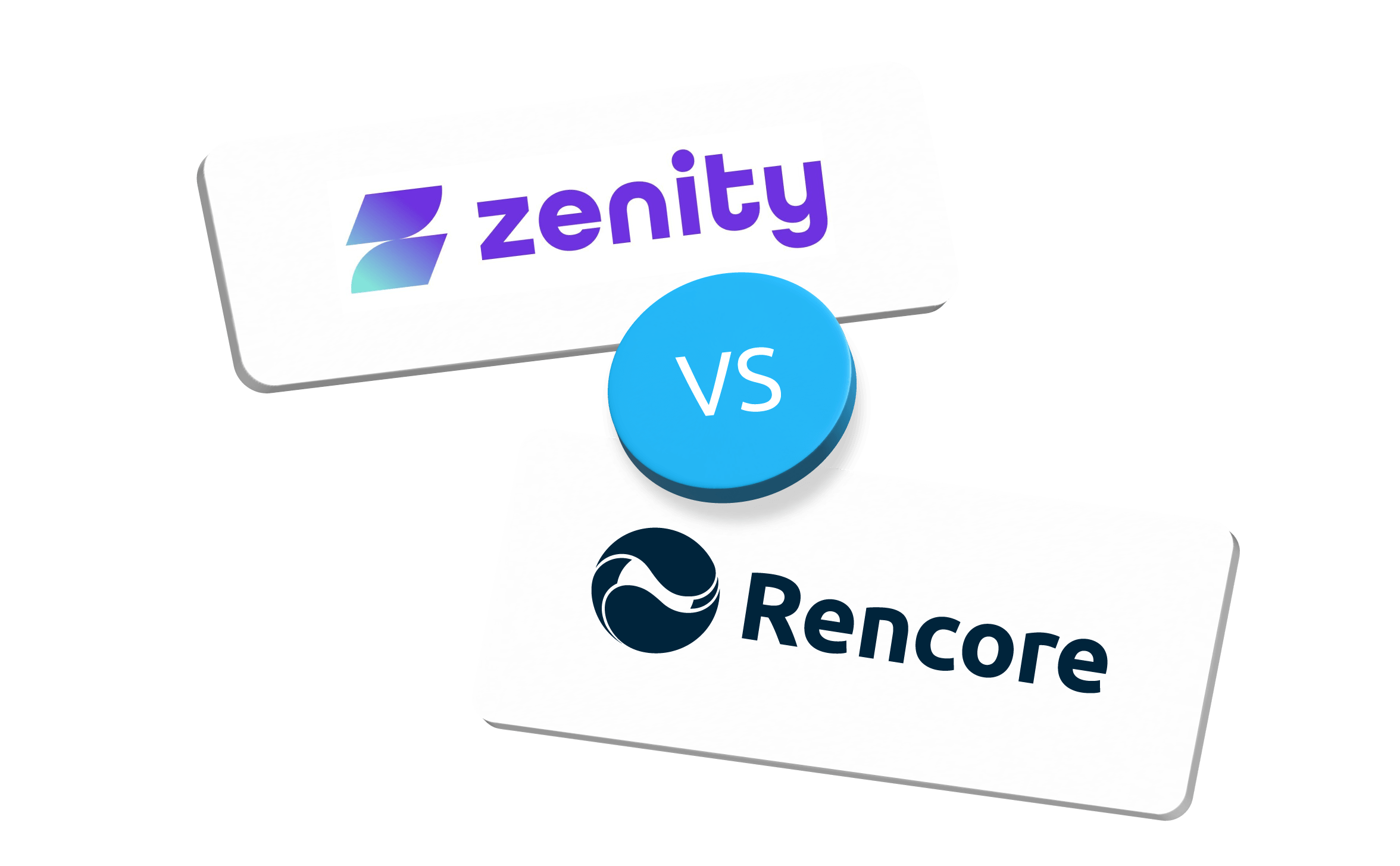 Zenity and Rencore logos on two tilted white cards, separated by a blue VS badge